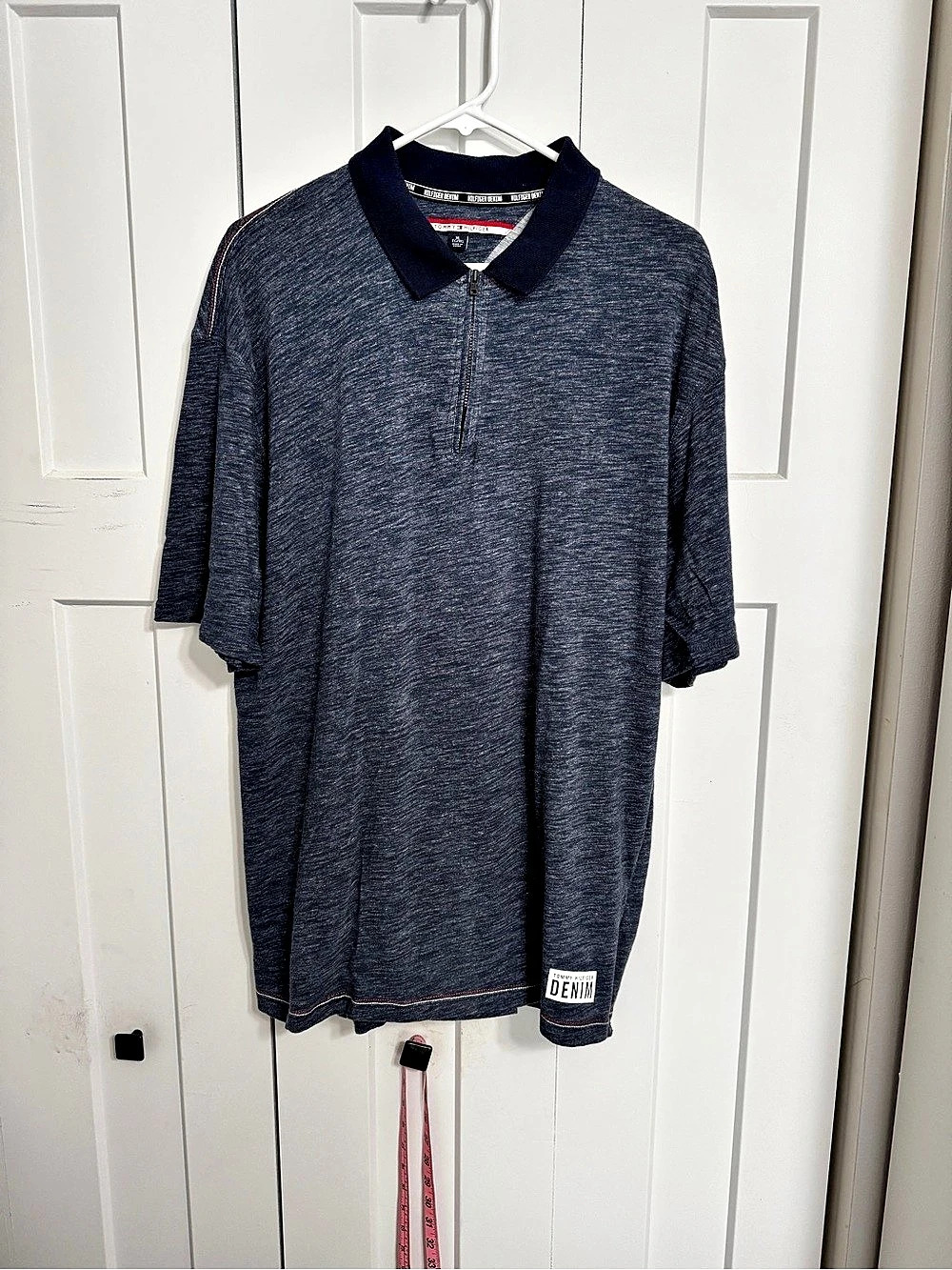 Tommy Hilfiger Denim Quarter-Zip Polo Shirt Men's Quarter-Zip Polo Shirt Blue XL